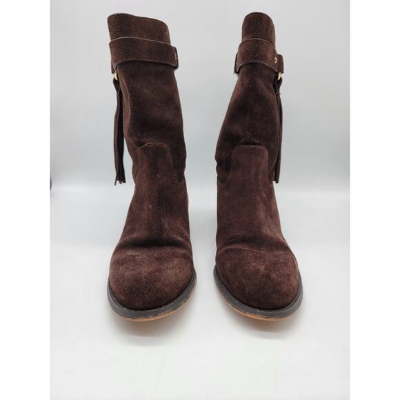 Michael Kors Women's Rhea Fringe Suede Boot Bootie Winter Boots Brown Size 6.5 - Picture 2 of 10